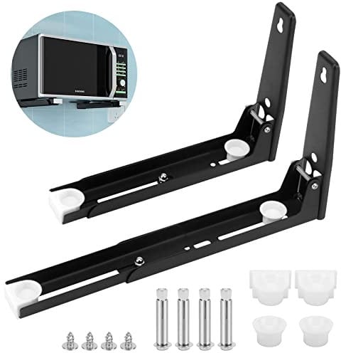 2 Pcs Soporte de Pared para Horno de Microondas, Soporte Plegable para Estante de Microondas, Tamaño Ajustable Soporte Universal para Microondas Pared para Microondas y Horno, Carga Máxima 50kg