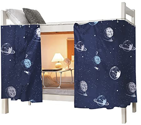YJZQ Bettvorhang, staubdicht, für Schlafsaal, Verdunkelungsvorhang, für Etagenbett, Sternenhaus, Sternenzelt, Motiv: Planeten, 2 Stück, für Bett 120 cm