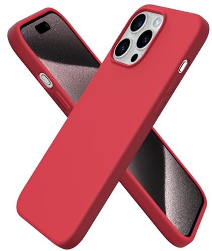 ORNARTO kompatibel mit iPhone 15 Pro Max Hülle Silikon 6,7 Zoll, dünne Handyhülle iPhone 15 Pro Max aus flüssigem Silikon, Kratzfeste Schutzhülle iPhone 15Pro Max Hülle(2023) - Rot