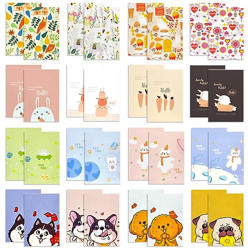 MEIYIFAN 48 Stück Mini Tagebuch Notizbuch,Kleiner Notizblock,Cartoon Mini Notizbücher,Taschennotizbuch Klein für Schule Büro Reise(7×10.5cm)