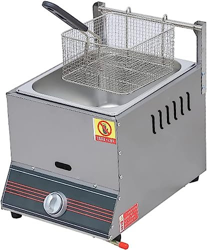 Freidora comercial de propano profesional, restaurante Restaurante de comida rápida Freidora de gas Lpg con encimera de acero inoxidable de doble tanque, freidoras al aire libre con cesta y tapa, frei