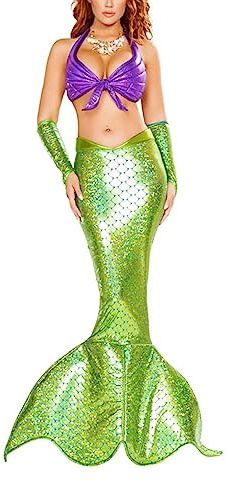 Felcia Robe de sirène pour femme Halloween Costume ajusté Paillettes Longue Robe Cosplay Déguisement Photo Costumes pour adultes, XXL