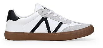 BOSANOVA Zapatillas de Deporte confeccionadas en Polipiel con Detalles a Contraste, Logo Textil en la lengüeta y Suela Plana de 2 cm. Cierre con Cordones Planos. Calzado para Mujer Blanco 41