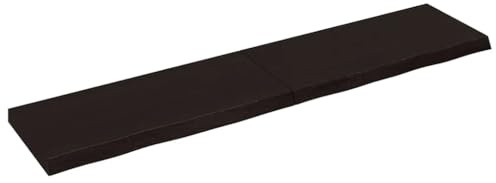 vidaXL Wandregal, Holzregal Regal Handgefertigt mit Baumkante, Wandboard Regalbrett Scharnierdesign, Bücherregal Hängeregal, Dunkelbraun 180x40x(2-6) cm Massivholz Eiche Behandelt