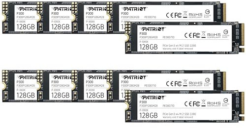 Patriot P300 SSD Interne de 128 Go - NVMe PCIe Gen 3x4 - M.2 2280 - Disque SSD - Lot de 10