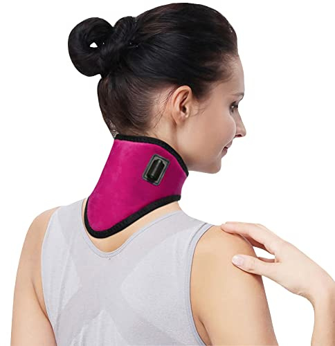 Nackenbandage USB Heizung Nackenwärmer Elektrisch Halskrause mit Beifußsäckchen Beheizbar Nackenstütze mit Zeitsteuerung und Temperaturkontrolle Plüsch Nackenkissen Heizkissen für Schmerzen Linderung