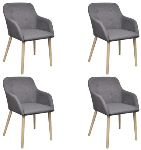 ZQQLVOO Esszimmerstühle 4 STK.,Counter Hocker,Bistro-Stuhl,Barhocker,Inselhocker,Cafe Hocker,Möbel für Esszimmer,für Treffen,Küchen,Konferenzen,Restaurants,Hellgrau Stoff und Massivholz Eiche