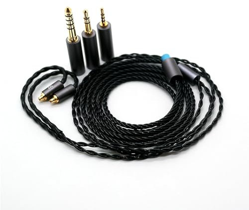 Yaowanguan MMCX Symmetrisches Kabel mit 4.4mm,2.5mm,3.5mm Adapter für Sennheiser IE200 IE300 IE600 IE900 Kopfhörer,IE200/300/600/900 3 in 1 Ersatz Kopfhörer Aufrüsten Draht(Schwarz)