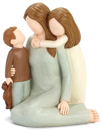 Carracci Mutter und Kinder Figuren, geformte handbemalte Mutter und zwei Kinder Statuen, Mutter Sohn Tochter Figuren Geschenke für Muttertag Jahrestag Geburtstag