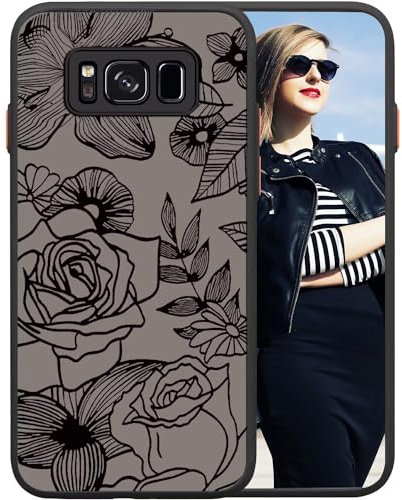 POUHYE Handyhülle für Samsung Galaxy S8 Hülle, Weiche Silikon Stoßfeste Schutzhülle Case, Matte durchsichtige Anti-Kratzer PC Rückseite Volle Kamera Schutzabdeckung 3D Rose Muster Print Design