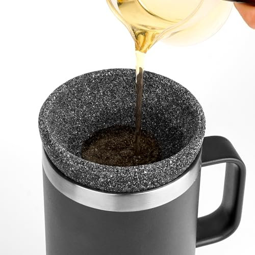 Linkidea Tea Infuser Strainer for Loose Leaf Tea, Reusable Tea Filter Compatible with YETI Tumbler 16/20oz, and Most 3.15 - 3.5 Cups Attachment, Ceramic Tea Diffuser Steeper, Gray