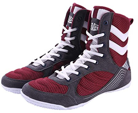 UKUBOXBAG Herren Damen Boxschuhe Mode Sparring Schuhe Rutschfestes Ringen Kickboxen Fitness Training Turnschuhe,Rot,41 EU