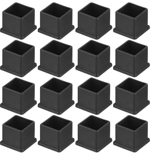 QUARKZMAN 16 Stück PVC Quadratische Stuhlbeinkappen, 30x30mm (LxB) Schwarz | Möbelfüße Pads Tischfußabdeckungen Bodenschoner für Terrassentisch Schrank Bettmöbel