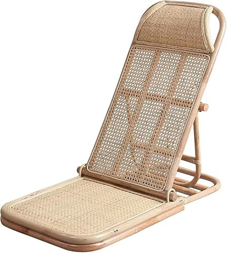RCJCQSR 4-Gang verstellbarer faltbarer Rattan-Bodenstuhl Lazy Floor Chair Floor Lounge Chair Faltbarer Strandstuhl Tatami Bodenstuhl für Zuhause und Büro Entspannung