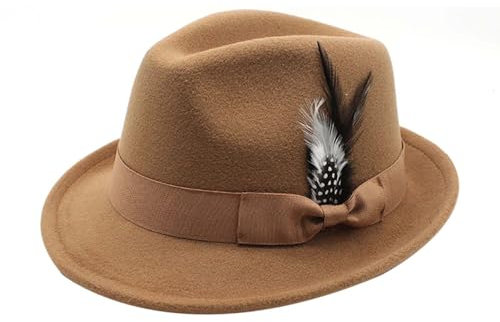 Trachtenhut Herren Oktoberfest Accessoires Filzhut Wanderhut Tiroler Hut Party Bayerischer Grau Fedora mit Federn Trachten Hüte für Karneval Fasching Volksfest Bayern Oktoberfest Herren Outfit