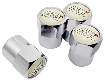 WxsYFFS Ventilkappen Ventildeckel Reifenventilkappen 4 Stück Kompatibel mit für VW ABT R Line Polo Golf 5 6 7 Passat B5 B6 B7 Legierung Metall Luftventilkappen,A