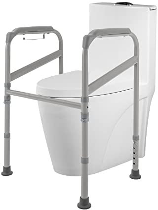 Support de toilettes réglable en hauteur avec panier de rangement pour personnes âgées, femmes enceintes, charge maximale 200 kg, blanc