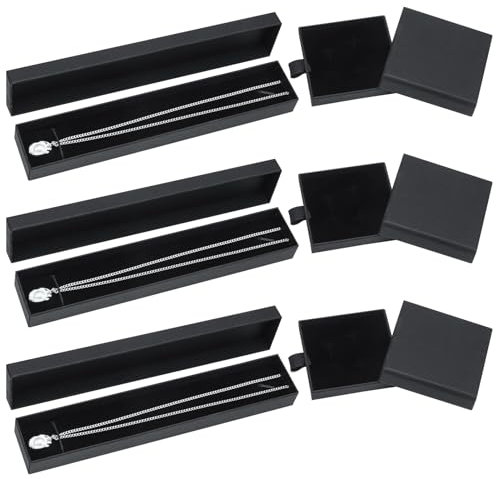 6 Stücke Schmuck Geschenkbox, Schmuck Box Schwarz Schmuckschatulle Schmuckkasten Schmuckschachtel Pappe Schmuck Verpackung für Ohrringe Armbänder Halskette Schmuckaufbewahrung