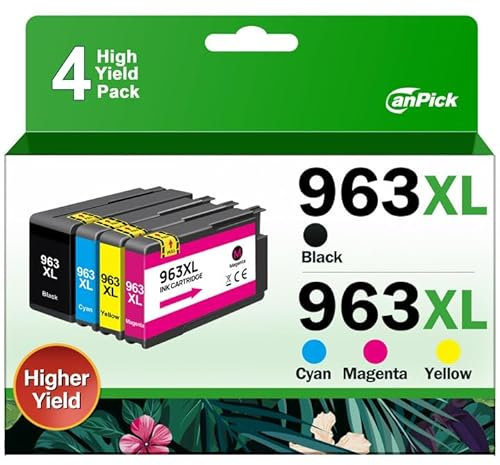 CanPick 963xl Multipack Patronen Kompatibel für HP 963 963XL für Officejet Pro 9010 9012 9013 9014 9015 9016 9018 9019 9020 9022 9023 9025 9026 9028(Schwarz Cyan Magenta Gelb, 4er-Pack)