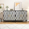 UEV Lot de 2 Buffet Bas à 4 Portes, Meuble de Rangement, 140 x 40 x 80 cm, Manche en Métal Couleur Doré, Surface Couleur Faut Marbré, pour Salon, Chambre, Bureau, Cuisine (Blanc/Noir x 2)