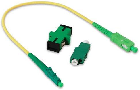 Conectra® - Glasfaserkabel Set mit passenden Adaptern | LC/APC auf SC/APC | Farbe Gelb | OS2 | Singlemode | Simplex | ideal für FTTH Heimnetzwerke (Länge 25 cm)