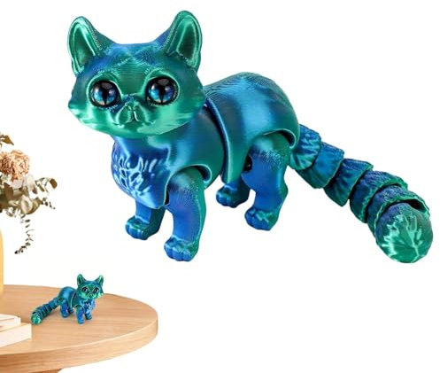3D Gedruckte Katze, 3D Gedruckte Flexible Artikulierte Katzenfigur, Sammelkatzen Tiere Modell, Zappelspinnerspielzeug für Angstlinder Fidget-Spinner-Spielzeuge zur Linderung von Angstzuständen