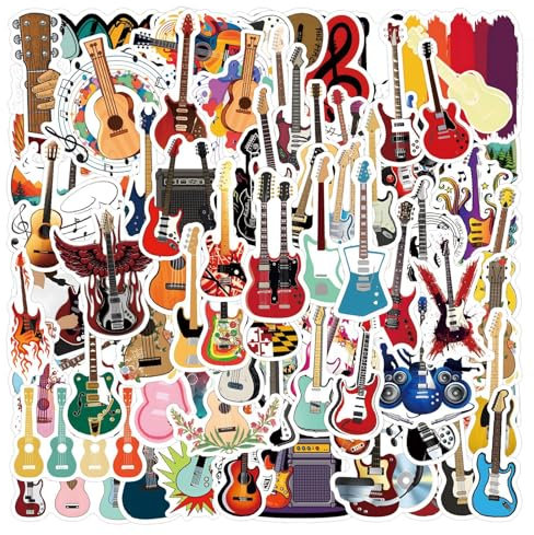 100 Stück Musikinstrumente Aufkleber für Jugendliche Kinder Erwachsene,Musiknoten Instrumente Sticker Set für Wasserflaschen Laptop Telefon Gitarre Skateboard Fahrrad Moped Motorrad Fahrrad Computer