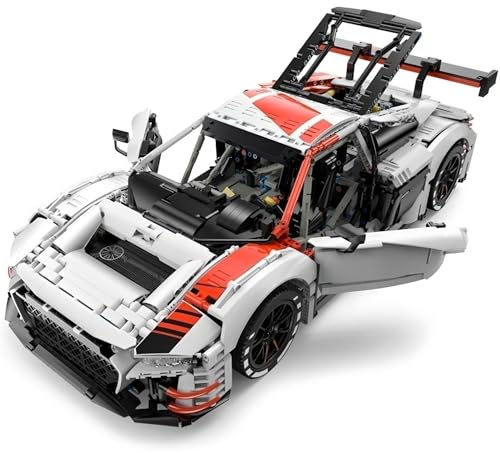 MOCSETS Technik Auto für R8 LMS GT3, Modellauto-Bausatz im Maßstab 1:8, Klemmbausteine Auto aus 3314+ Teile (Ohne Originalkarton)