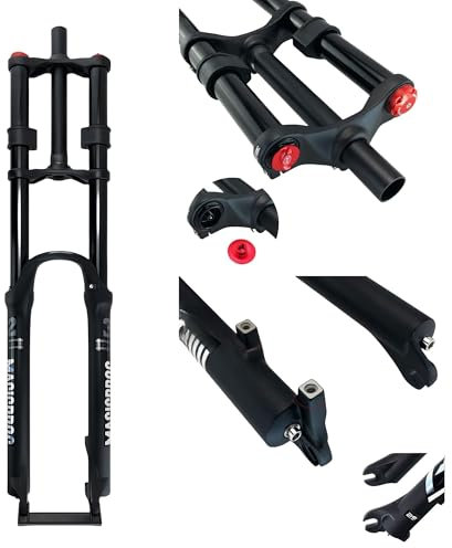 Fahrradgabel 26 27.5 29 Zoll mtb FedergabelKeine Dämpfung 1-1/8 Gerade Doppelschulter Downhill Gabel Federweg 180mm 9 * 100mm QR Manuelle Scheibenbremse Vorderradgabel Schnellverschluss-Version(Schwa