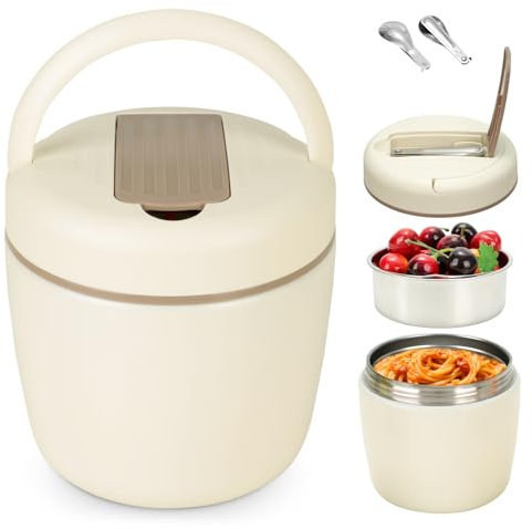 Cozary Termo para Comida Caliente 1200 ml, Recipiente Térmico para Comida, Frasco Acero Inoxidable Contenedor Térmico,Lunch Box con Cuchara Plegable, para Adultos Niños-Sin BPA
