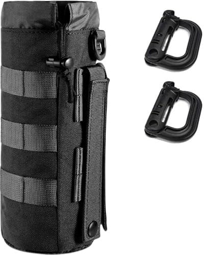 WORUIB Water Bottle Holder, 1 Tactical Water Bottle Pouch with 2 D-Ring Clips, Molle Water Bottle Carrier for Hiking, Camping, Military Training, Cycling, Fits Most Standard Bottles (23 x 10 cm)