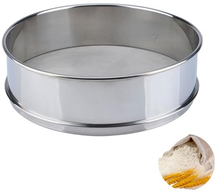Jlnmmn Feinmaschig Profi Mehlsieb, Edelstahl Mehlsieb Feinmaschig, Feinsieb Edelstahl Pollensieb 20cm, Durchmesser Mehlsieb, für Mehl, Puderzucker, Brot, Kuchen und Pizza Backen
