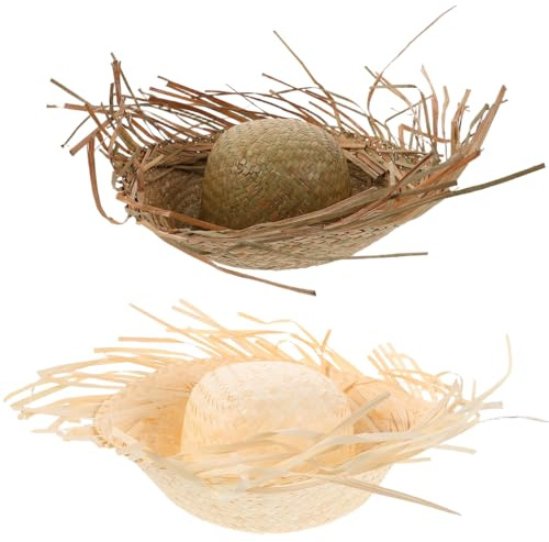 ibasenice Lot de 2 Chapeaux de Paille Hawaïens avec Grand Bord 36cm | Chapeau de Soleil Tropical pour Fête Luau, Plage et Jardin | Décoration Festive et Costume Sombrero Réglable pour Homme et Femme