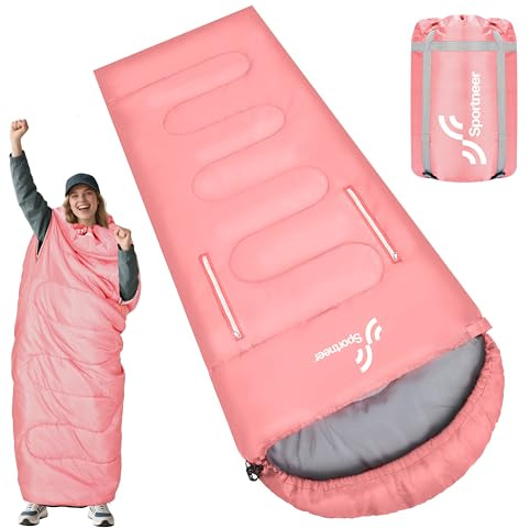 Saco de dormir para exteriores, saco de dormir para 3 – 4 estaciones, camping, bolsa de dormir para adultos y niños, ligero y cálido, saco de dormir con sisa, 1,5 kg