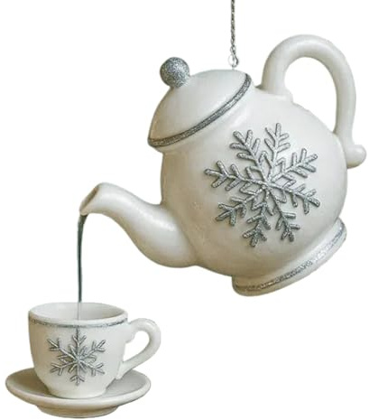 Opdestn Teekannen Christbaumschmuck,2D Acryl Niedlicher Schmuck Für Den Weihnachtsbaum,Dekoration Für Feiertage Und Party Taschenanhänger - Für Innen Und Außen Kamin Fenster Büro Garten Hof