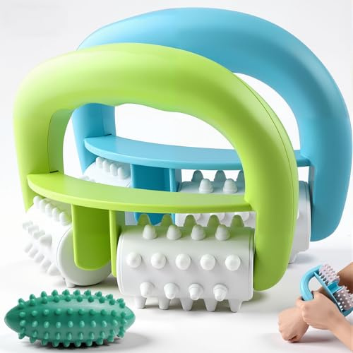 ADNEWX Massageroller, Doppelrollen Cellulite Massagegerät 2 Stk | mit Massageball für Anti Cellulite Massage Roller Muskelverspannungen, Hautstraffung, Bindegewebspflege