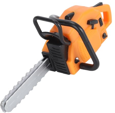 OEBUAFI Miniature Chainsaw Model, Tiny Chainsaw Mower Miniature Dollhouse Lawnmower Realistic Mini Garden Tool for Dollhouse Ornament (Orange)