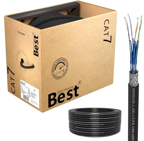 CAT 7 200m Erdkabel Reines Kupfer LAN Netzwerkkabel S/FTP 10 Gbit | 100 % reines Kupfer, LAN Erdkabel, Netzwerkkabel, S/FTP, 10 Gbit, PoE+, UV- & wetterfest, Router, Switch, IP-Kameras