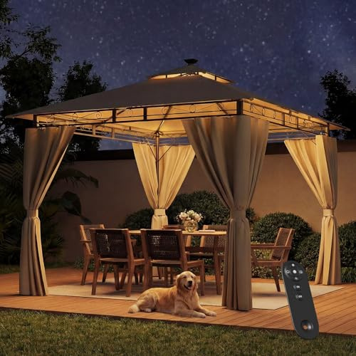 JUMMICO Gartenpavillon 3x3m Doppeldach, Wasserdichtes & Stabiles Partyzelt mit Seitenwänden, Klappbarer Pavillon mit verstärkten Erdankern für Garten und Terrasse, Winterfest