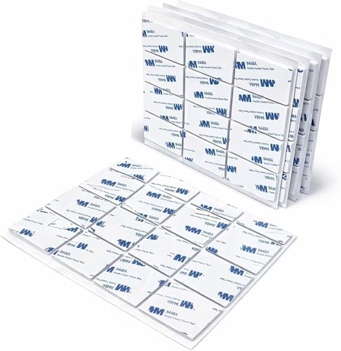 HSIULMY Heavy Duty Double Sided Sticky Pads (60 Pack), Strong Adhesive Mounting Pads for Wall, Car & Home, No Drill No Screws, Removable Tape Alternative for Picture Hanging & DIY Fixing (50×30 mm)