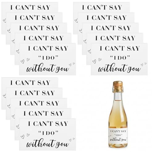 Sibba 15Pcs Bridemaid Proposal Stickers Mini Champagne Labels, I Can't Say I Do Without You Stickers Bridesmaid Proposal Ideas, Bridesmaid Surprise for Bridal Shower Bachelorette Party