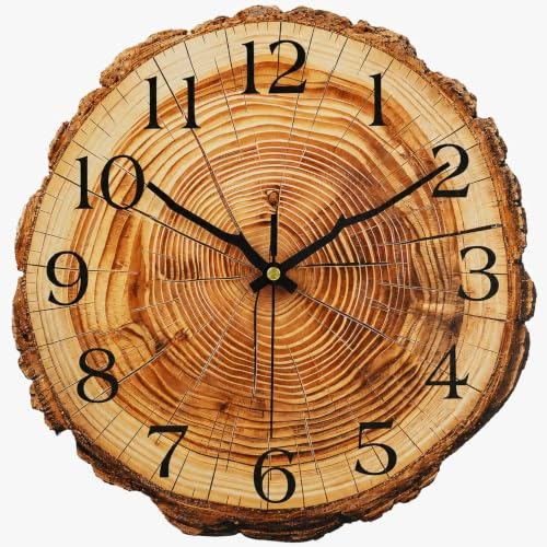 Sinsoledad Wanduhr Ohne Tickgeräusche Modern Holz, Leise Wanduhren, Große Zahlen für Wohnzimmer, Küche & Schlafzimmer