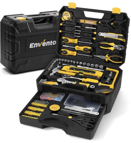 Enventor Caisse a Outil Complete 419 pièces, pour la maison | Malette Outils, Boîte à Outils avec tiroir | Coffret de rangement avec tiroir, Idéal pour les particuliers et bricoleurs