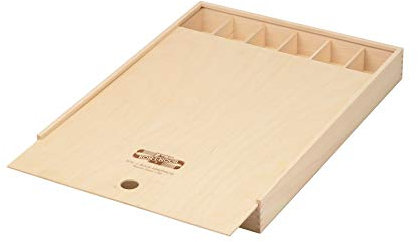 Holzbox Holzschiebebox Gross für Stifte Pinsel Druckbleistifte, etc. KOH-I-Noor Stiftebox Aufbewahrungsbox Pinselbox Stifteköcher