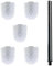 Daloual - 5 x Ersatz WC-Bürstenkopf Weiß Ø ca. 6,5 cm + 1 x Edelstahl-Griff 41,5 cm - Toiletten-Bürste - Klo-Bürste - WC-Besen - austauschbar - modernes Design - hochwertig - langlebig
