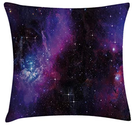 ABAKUHAUS Weltraum Kissenbezug, Nebula Dunkle Galaxie Sterne, Beidseitiges Digitaldruck mit Reißverschluß Farbfest Pflegeleicht und Waschbar, 45 x 45 cm, Schwarz Lila