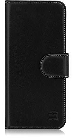 32nd Premium Series - Real Premium Leather Book Wallet Case Cover For Apple iPhone XS Max, Real Leather Flip Design With Card Slot, Magnetic Closure and Built In Stand - Black