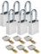Brady SafeKey Vorhängeschloss Aluminium 6er-Pack - Lockout Schloss mit Schlüssel - Lockout Tagout Sicherheitsschloss für innen und außen - Bügelhöhe 38.10 mm - Verschiedenschließend - Silber
