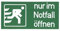 Aufkleber Schild  Nur im Notfall öffnen 148x74 mm selbstklebend Notausgang von MBS-FIRE