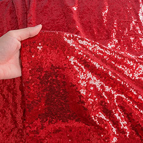 ShinyBeauty Pailletten Stoff 1 Yard Material Stoff Glitter Stoff von Yard Sewing Stoff Material für Hochzeitsfeier Dekoration (Rot, 1 Yard)